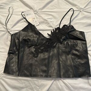 Faux leather crop top new with tag